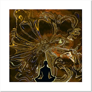 The Yellow & Black Meditator -  Abstract Design 3 Posters and Art